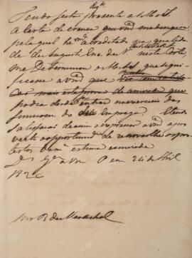 Minuta de ofício, sem autor, endereçado para Wenzel Philipp Leopold (1784-1851), Barão de Maresch...