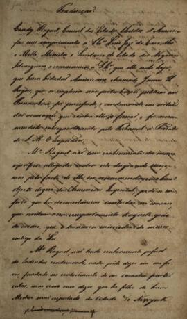 Cópia de nota diplomática, datada do dia 11 de fevereiro de 1825 e de autoria de Condy Raguet (17...