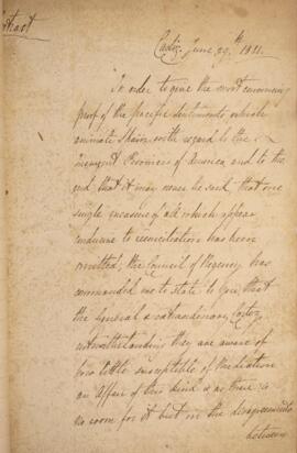 Cópia de nota diplomática enviada por Eusebio de Bardaxí y Azara (1776-1842) para Henry Wellesley...