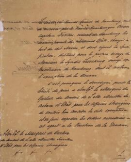 Ofício original, datado de 3 de julho de 1827, enviado por Jean Herman Chrétien Ten Brink, cônsul...