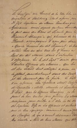 Ofício original, datado de 17 de setembro de 1826, enviado por Jean Herman Chrétien Ten Brink, vi...