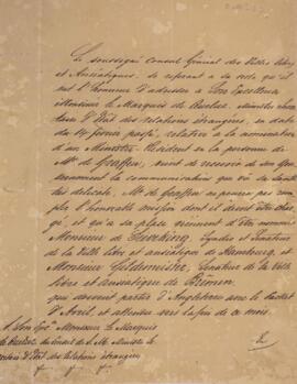 Ofício original, datado de 2 de maio de 1827, enviado por Jean Herman Chrétien Ten Brink, vice-cô...