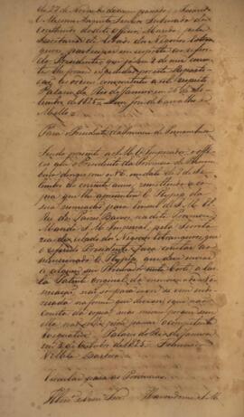 Cópia de despacho de Francisco Vilela Barbosa (1769-1846), Visconde e Marquês de Paranaguá, para o presidente da província de Pernambuco, com data de 5 de outubro de 1825, acerca da nomeação do cônsul dos Países Baixos em Pernambuco.