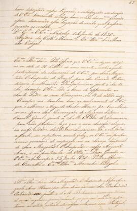 Cópia de ofício enviado por José Egídio Álvares de Almeida (1767-1832), Marquês e Visconde de San...