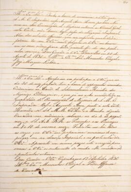 Cópia de ofício enviado por José Marques Lisboa (1807-1897) para Monsenhor Francisco Corrêa Vidig...