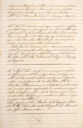 Cópia de ofício enviado por Manuel de Assis Mascarenhas (1805-1867) para Monsenhor Francisco Corr...