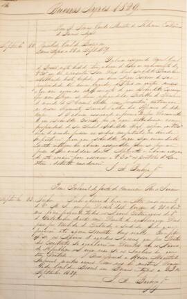 Cópia de ofício enviado por José Agostinho Barboza Junior, para Tomás Guido (1788-1866), ministro...