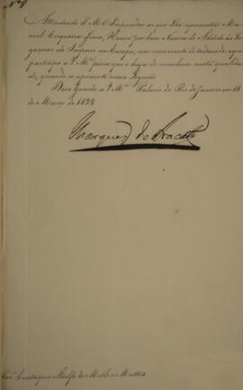 Cópia de despacho n.8 enviado por João Carlos Augusto de Oyenhausen-Gravenburg (1776-1838), Marqu...