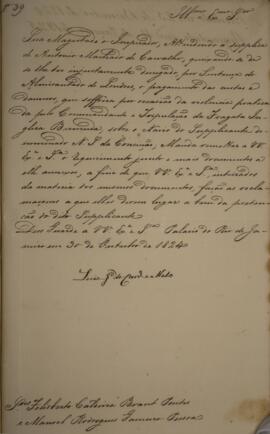 Cópia de despacho enviado por Luís José de Carvalho e Mello (1764-1826), para Felisberto Caldeira...