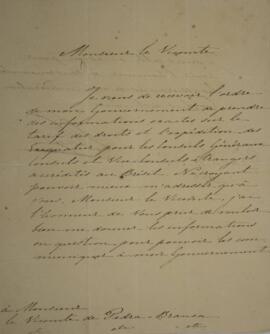 Nota diplomática original enviada para Domingos Borges de Barros (1780-1855), Visconde de Pedra B...