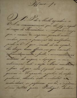 Nota diplomática original enviada para Domingos Borges de Barros (1780-1855), Barão de Pedra Bran...