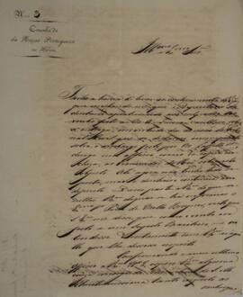 Ofício original enviado por Pedro Cardoso Casado Giraldes (1780-1845) para Domingos Borges de Bar...