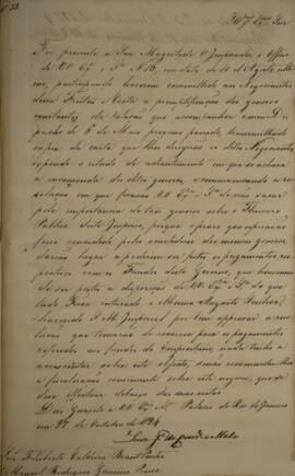 Cópia de despacho enviado por Luís José de Carvalho e Mello (1764-1826), para Felisberto Caldeira...