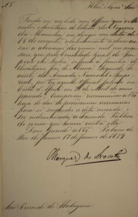 Cópia de despacho n.5 enviado por João Carlos Augusto de Oyenhausen-Gravenburg (1776-1838), Marqu...