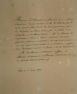 Nota diplomática original enviada por Sr. de Riviere (s. d.), para Antônio Telles da Silva Caminh...