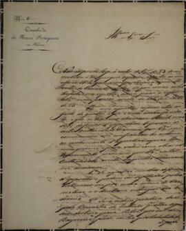 Nota diplomática original enviada por Joaquim Pedro Cardoso Casado Giraldes (1780-1845), para Dom...