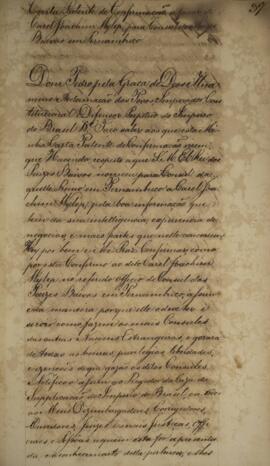 Carta patente com data de 23 de maio de 1827 pela qual se confirma a nomeação de Carel Joachim Wy...