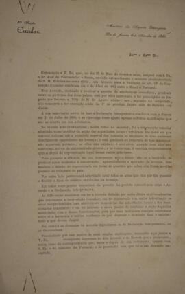 Circular do Ministério dos Negócios Estrangeiros, datada de 06 de setembro de 1867, comunicando a...