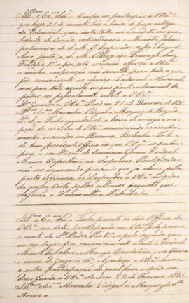 Cópia de ofício enviado pelo Marquês de Rezende para Monsenhor Francisco Corrêa Vidigal (s.d-1838...