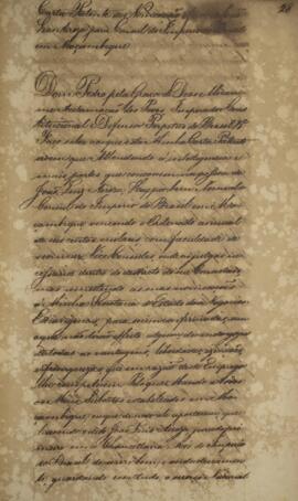Carta patente com data de 20 de novembro de 1826 pela qual se confirma a nomeação de João Luiz Ai...