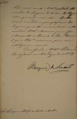 Cópia de despacho n.67 enviado por João Carlos Augusto de Oyenhausen-Gravenburg (1776-1838), Marq...