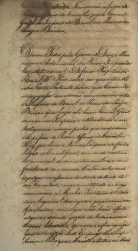 Carta patente com data de 11 de novembro de 1826 pela qual se confirma a nomeação de Pedro Affons...