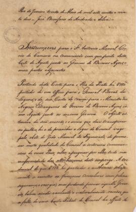 Cópia de despacho enviado por José Bonifácio de Andrada e Silva (1763-1838), para Antônio Manoel ...