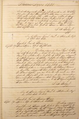 Cópia de ofício enviado por José Agostinho Barboza Junior para Francisco Lynch (1795-1840), coman...