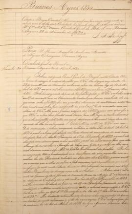 Cópia de ofício enviado por José Agostinho Barboza Junior, para D. Tomás de Anchorena (1783-1847)...