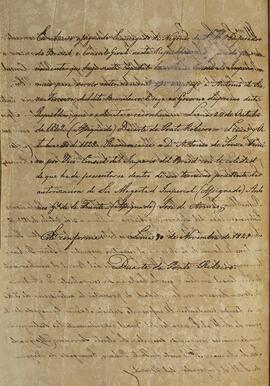 Cópia de carta de gabinete enviada por Duarte da Ponte Ribeiro  (1795-1878), Barão da Ponte Ribei...