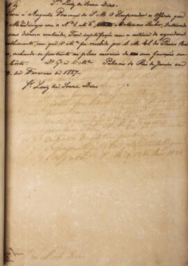Despacho original enviado para Luiz de Souza Dias (s.d.), com data de 13 de fevereiro de 1827, ac...