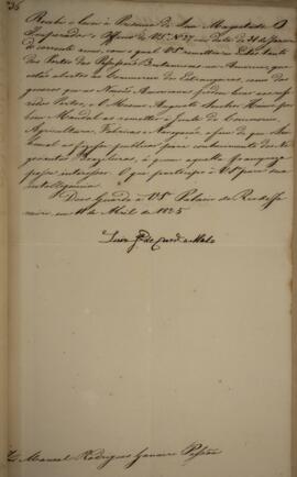 Ofício cópia, enviado por Luis José de Carvalho Melo (1764-1826), Visconde da Cachoeira para Mano...