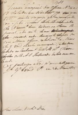 Despacho original enviado para Luiz de Souza Dias (1764-1826), com data de 02 de maio de 1826, ac...