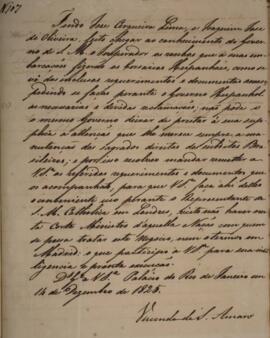 Cópia de ofício enviado por José Egídio Alvares de Almeida (1767-1832), Visconde de Santo Amaro p...