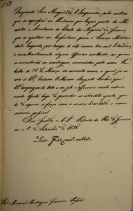 Cópia de ofício enviado por Luis José de Carvalho Melo (1764-1826), Visconde da Cachoeira para Ma...