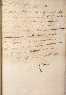 Despacho original enviado para Pedro Afonso de Carvalho, com data de 14 de novembro de 1829, disc...