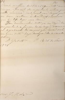 Despacho original enviado para José Marques Lisboa (1807-1897), com data de 26 de fevereiro 1831,...