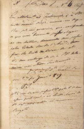 Despacho original enviado para Luiz de Souza Dias (s.d.), com data de 27 de janeiro de 1829, tran...