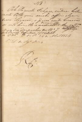 Despacho original enviado para Luiz de Souza Dias (s.d.), com data de 26 de abril de 1828, transm...