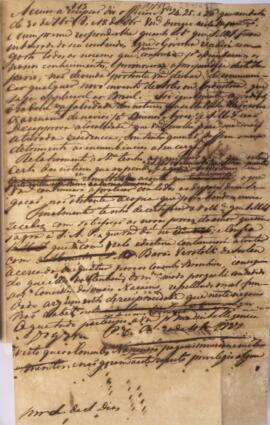 Despacho original enviado para Luiz de Souza Dias (1764-1826), com data de 20 de dezembro de 1827...