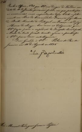 Ofício cópia enviado por Luis José de Carvalho Melo (1764-1826), Visconde da Cachoeira para Manue...