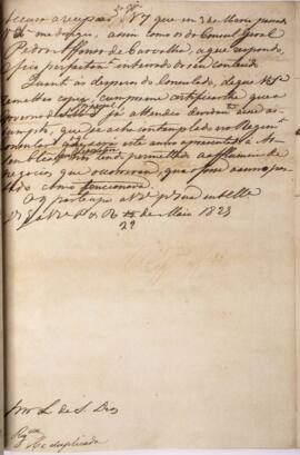 Despacho original enviado para Luiz de Souza Dias (1764-1826), com data de 22 de maio de 1829, ac...