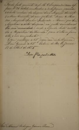 Ofício cópia, enviado por Luis José de Carvalho Melo (1764-1826), Visconde da Cachoeira para Mano...