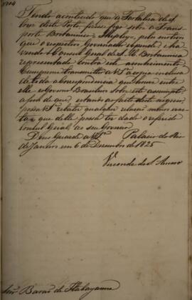 Cópia de ofício enviado por José Egídio Alvares de Almeida (1767-1832), Visconde de Santo Amaro p...