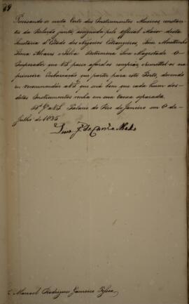 Ofício cópia, enviado por Luis José de Carvalho Melo (1764-1826), Visconde da Cachoeira para Manu...