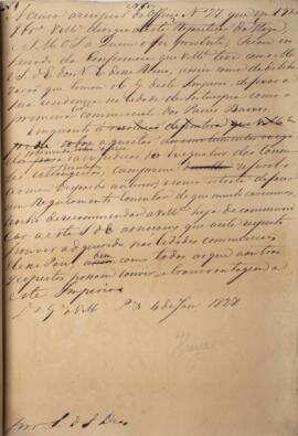 Despacho original enviado para Luiz de Souza Dias (s.d.), com data de 04 de janeiro de 1828, trat...