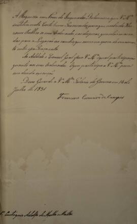 Cópia de circular enviada por Francisco Carneiro de Campos (1765-1842), para Eustáquio Adolfo de ...