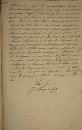 Cópia de decreto em que o Imperador D. Pedro I (1798-1834) determina o pagamento a Ângelo Custódi...
