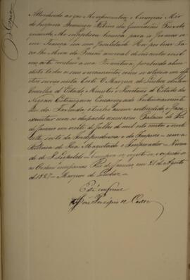 Cópia de decreto em que o Imperador D. Pedro I (1798-1834) determina pagamento, por meio da legaç...