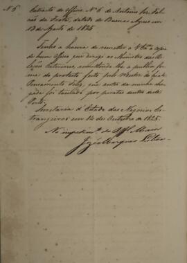 Cópia de extrato do ofício enviado por Antônio José Falcão da Frota (1780-1848), com a data de 14...